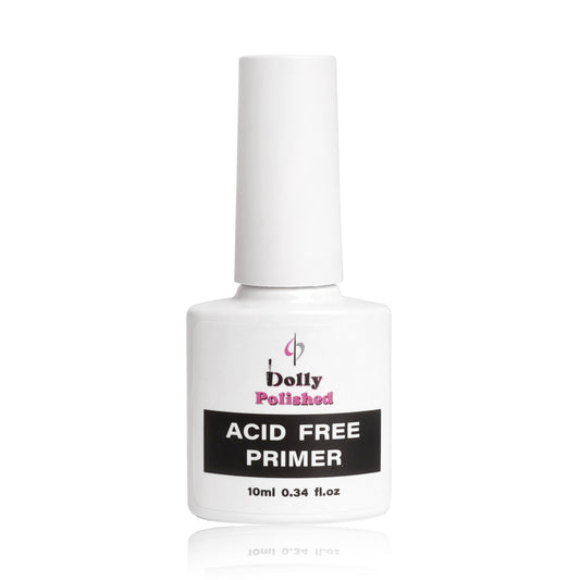 Close-up of Acid-Free Primer bottle, a key step in nail prep for lasting adhesion and vibrant, natural nail protection.