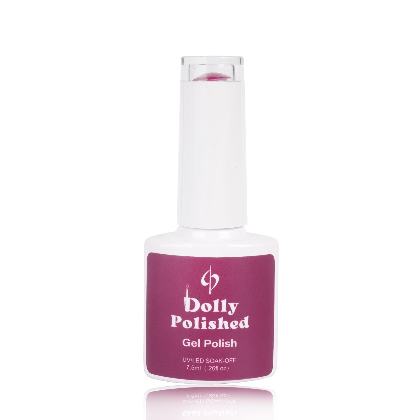 Burgundy Gel Polish Dolly Polished bottle, offering opulence with rich color and high gloss, HEMA-free for glamorous nails.