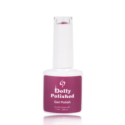 Burgundy Gel Polish Dolly Polished bottle, offering opulence with rich color and high gloss, HEMA-free for glamorous nails.